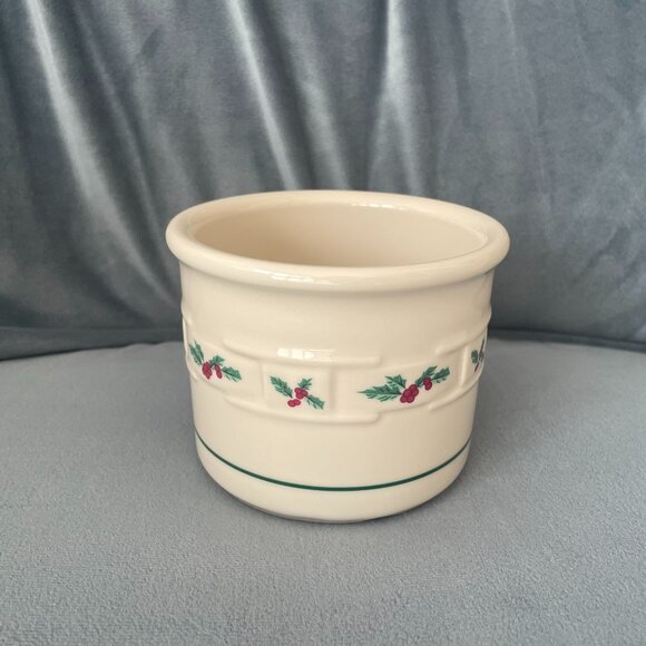 Longaberger Pottery Small Crock 2001 One Pint Crock Hollyberry Pattern - Picture 1 of 3